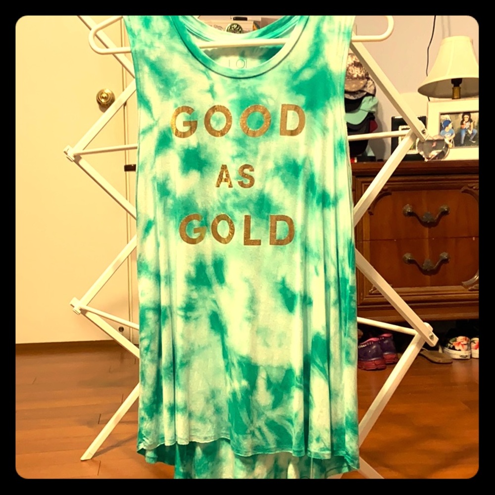 St. Patrick’s day tank top. Gold letters